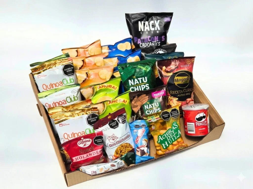 Snack box empresariales en Bogotá con pasabocas gourmet para reuniones y eventos corporativos